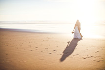 bride and groom on a beach 