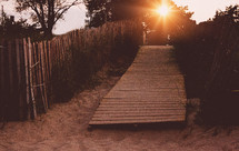 wood path to a beach 