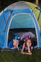 children in a tent 