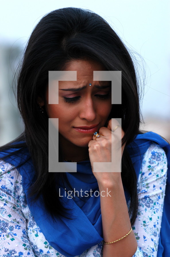 a woman crying 