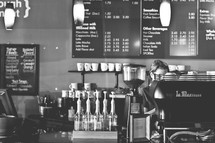 coffee shop menu and barista 
