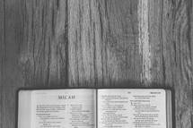 Bible opened to Micah