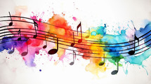 Colorful watercolor music notes. 