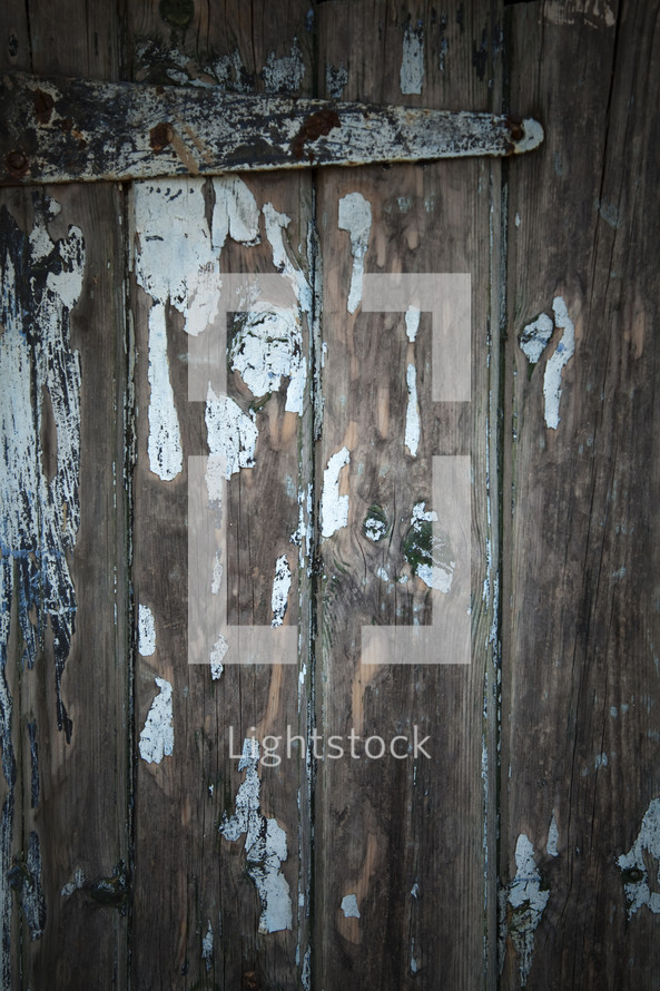 Old wooden door and henge