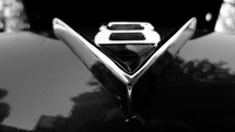 hood emblem on a vintage car