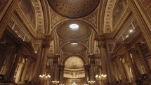 Paris, France -  The majestic domes inside La Madeleine Church, built in early 19th century in neoclassical style of a Roman temple