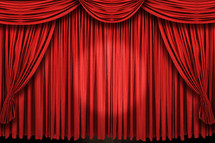 Spotlight on stage curtains.