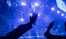 raised hands during worship music 