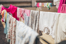 clothes on clotheslines 