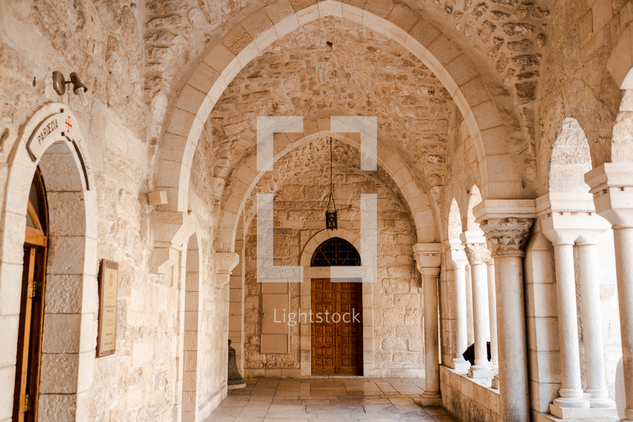 corridor to a church in Israel 