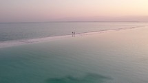 Drone footage of people walking near the Dead Sea in Israel