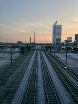 train tracks in a city 