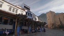 Chefchaouen, Morocco - Plaza Uta el Hamman and Kasbah at Chaouen The Blue Pearl City