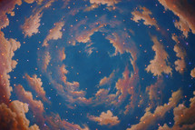 swirling sky and pink clouds painting 