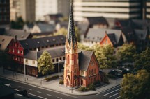 Miniature model of Church in the city center