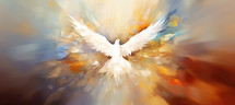 Winged dove with copy space, a representation of the New Testament Holy Spirit