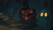 Light Passing On A Scary Halloween Pumpkin