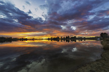 Colorful sunrise along River's Edge Natural area located in Loveland Colorado