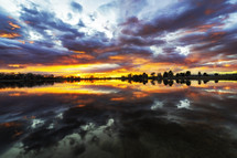 Colorful sunrise along River's Edge Natural area located in Loveland Colorado