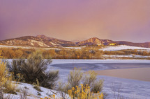 Lon Hagler Reservoir freezing over during the winter months on this Northern Colorado front range lake