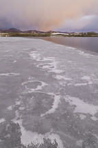Lon Hagler Reservoir freezing over during the winter months on this Northern Colorado front range lakelake