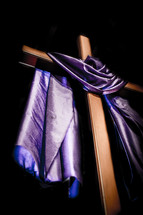 cross draped in purple for Lent