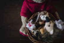 a basket of stuffies