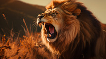 Roaring lion during the day. 