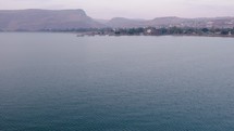 Drone footage overlooking the Sea of Galilee in Israel