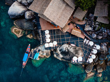 aerial view over a shore in Southeast Asia 