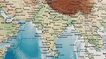China and India continent on Geographic map