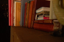 Vintage books on a table.