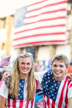 brother and sister at a Independence day parade 