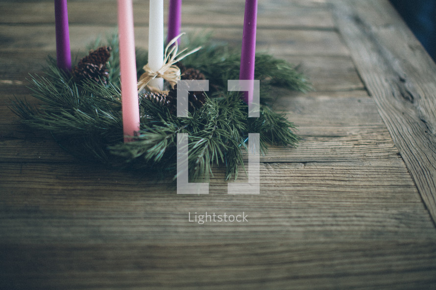 Advent candles and wreath