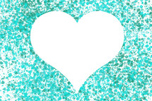 white heart with speckled background 