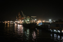 busy port at night 