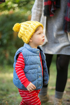 face of a toddler boy in a wool cap 
