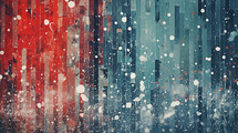 Red and blue holiday snowy background. 