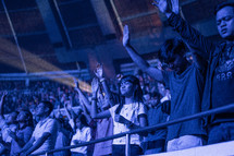 raised hands during worship music 
