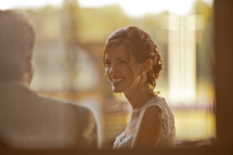 profile of a smiling bride