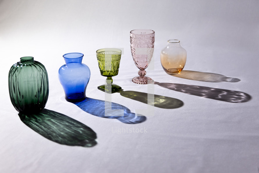 glass vases on a white backgroujnd 