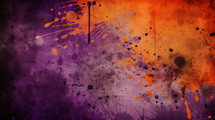 Grunge orange and purple splatter background. 
