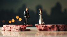 Man and woman figurines facing each other with a gap in between.
