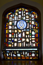 open stained glass window 