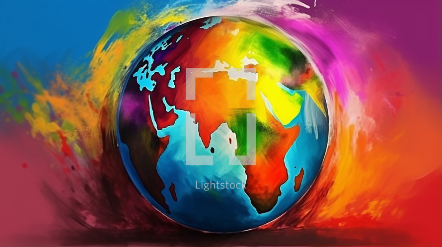 Colorful world globe illustration of earth.