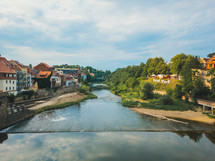 homes along a river in Europe 