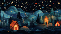 Illustration of Bethlehem on Christmas eve. 