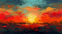 Abstract oil painted sunset and sunrise background. 