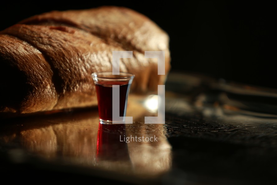 communion wine cup and bread 