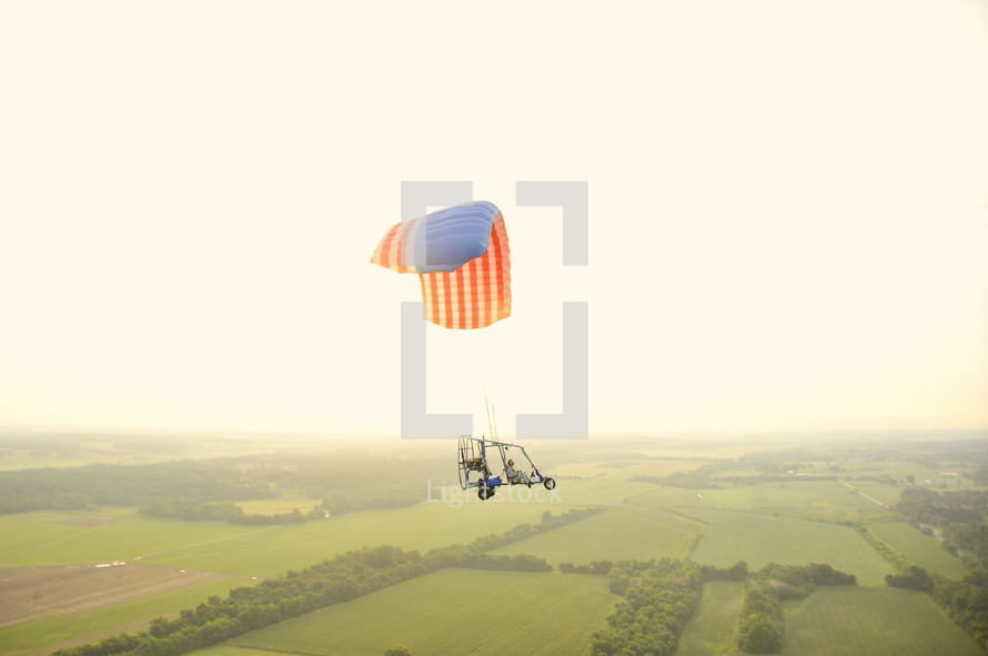 American flag parachute on airframe